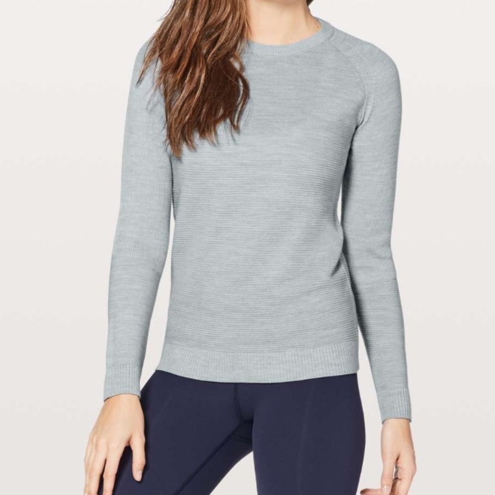 Lululemon Sz 4 Simply Wool Merino Wool Sweater Heathered Starlight